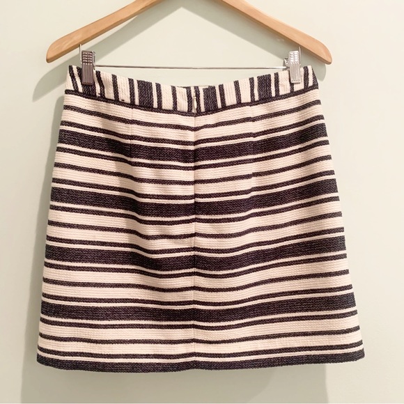 🏷️Banana Republic Woven Striped Navy Cream Tweed Mini Skirt 6 POCKETS - Picture 2 of 6